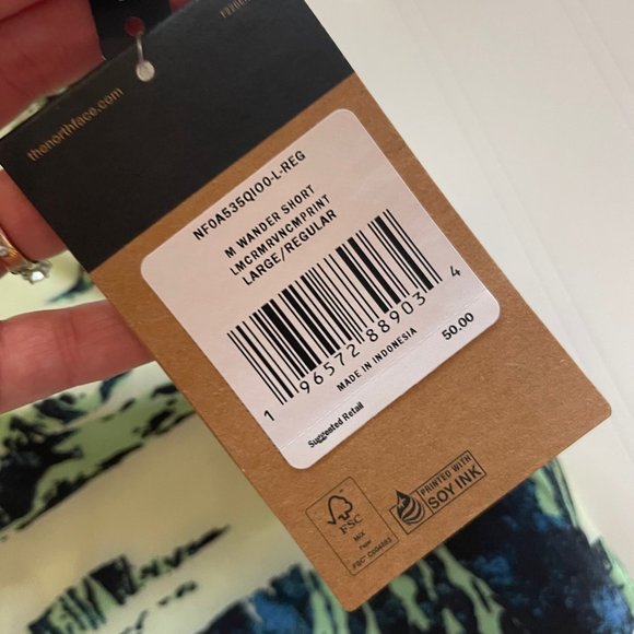 The North Face  Men’s SizeM, L, XLWander Shorts Lime Cream Ravine Print MSRP $50 - Picture 7 of 7